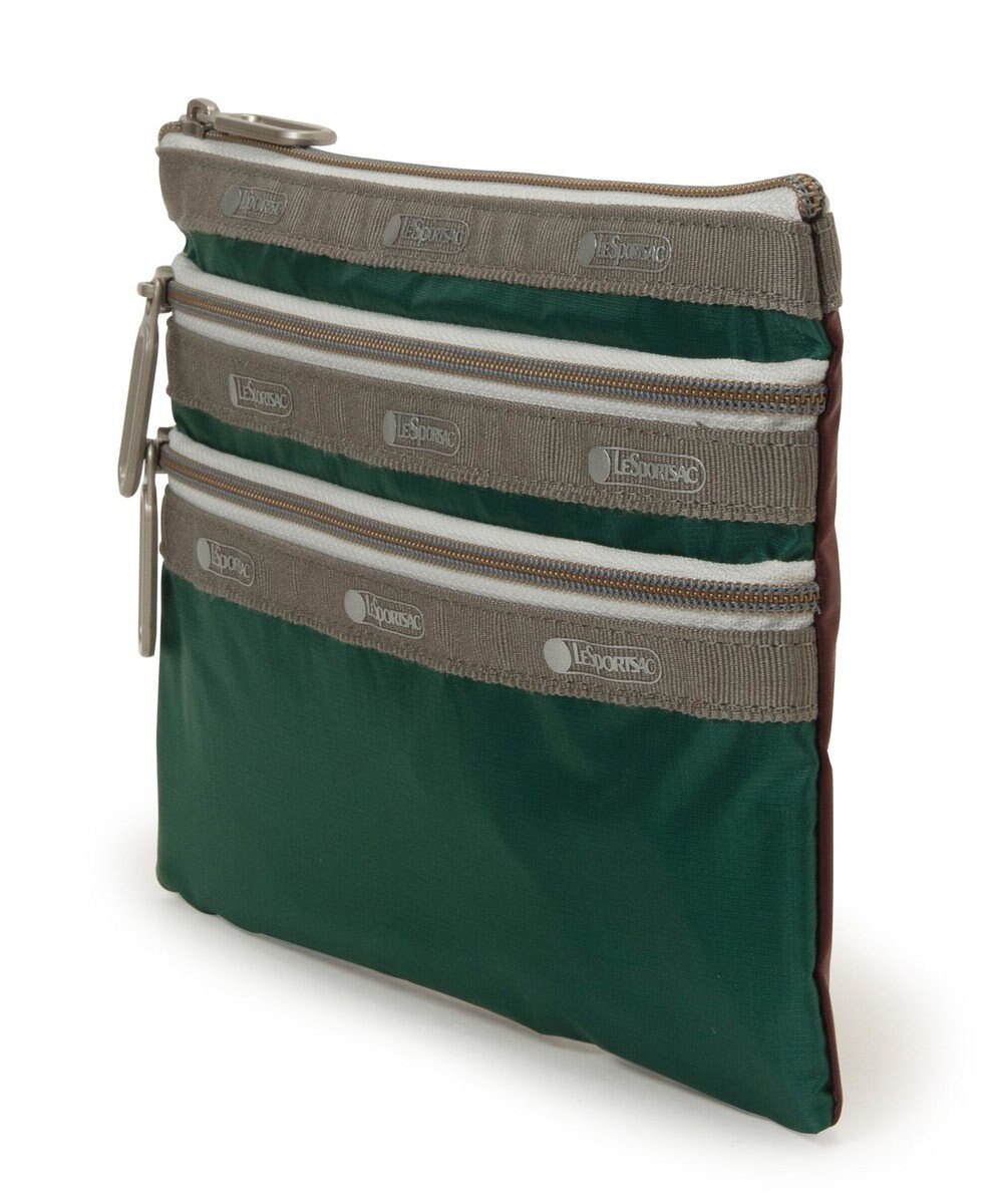 LeSportsac CLASSIC 3 ZIP POUCH/ラッシュメドウ/バーガンディC 
