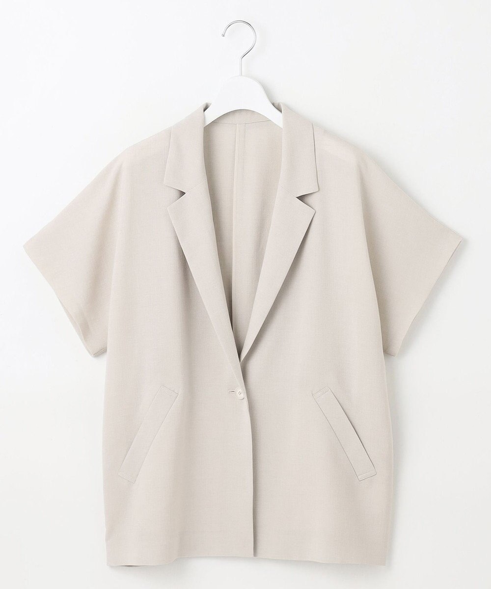 自由区 【カタログ掲載・セットアップ対応・接触冷感・UVカット・洗える】ライトリネンライクショートスリーブ ジャケット 