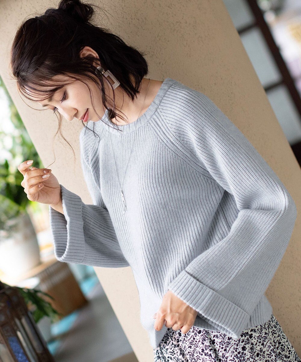 Tiaclasse L 【洗える】リラックス感のあるラグランスリーブニット 