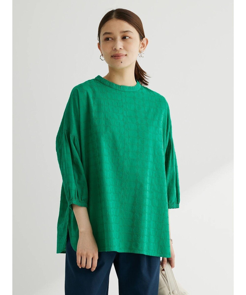 Green Parks Ｉ　ＳＥＴ２点　刺繍７分袖ブラウス＋タンクトップ 