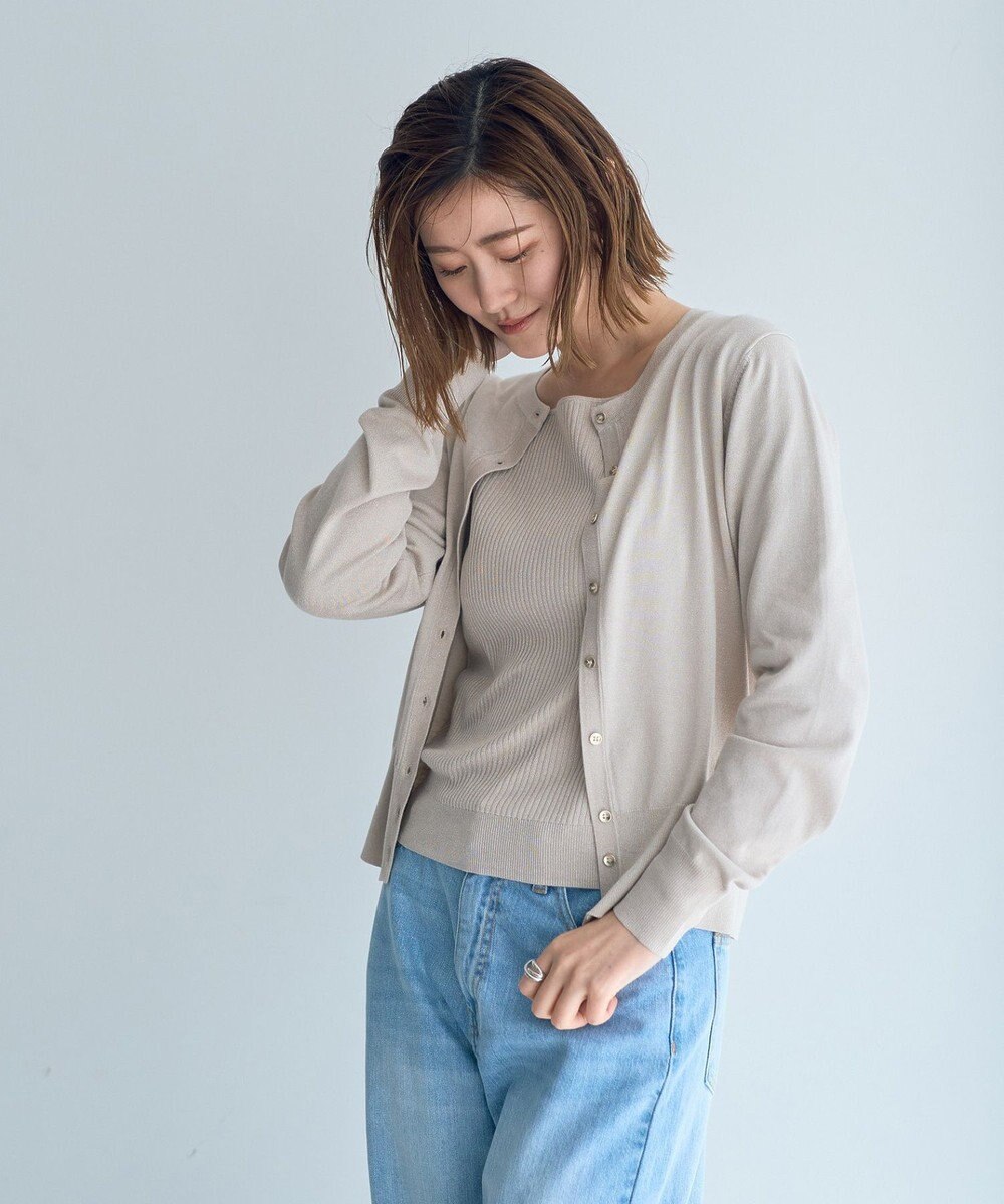 YECCA VECCA ラメ混クルーネックカーディガン 