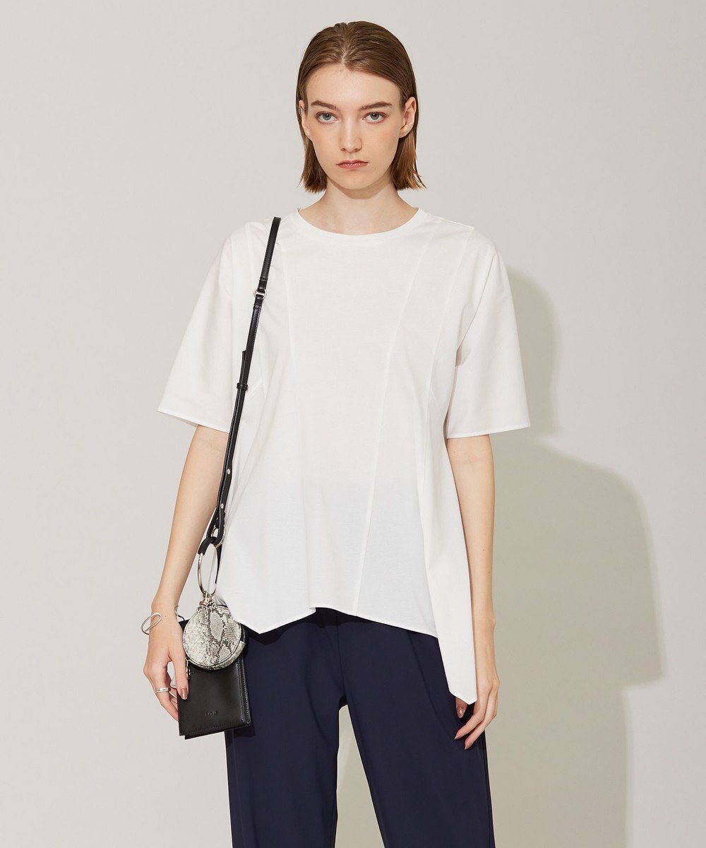 ICB 【洗える】ブラウスライクジャージー ハンカチーフヘムカットソー 