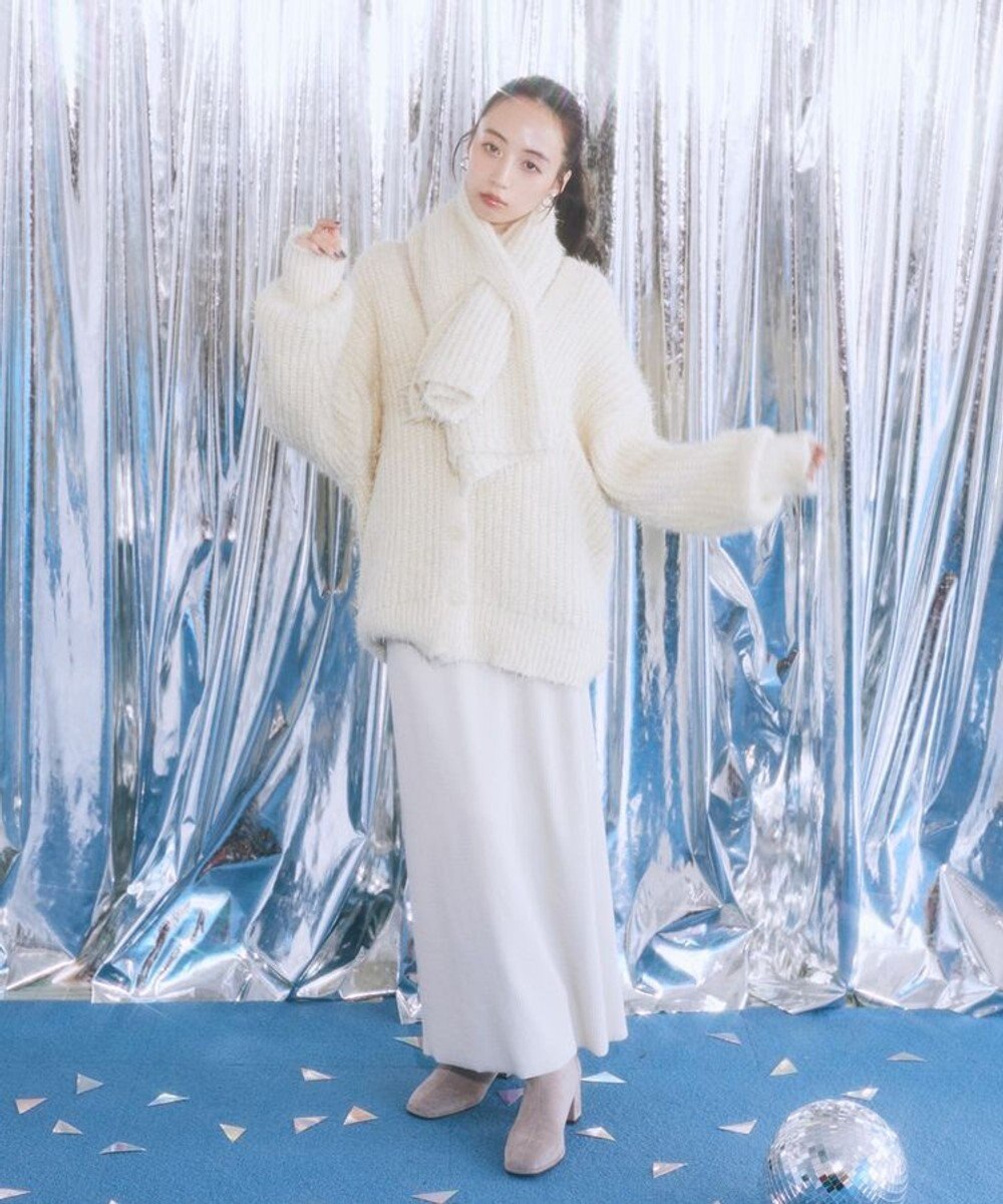 earth music&ecology カラーミックスシャギーカーディガン 