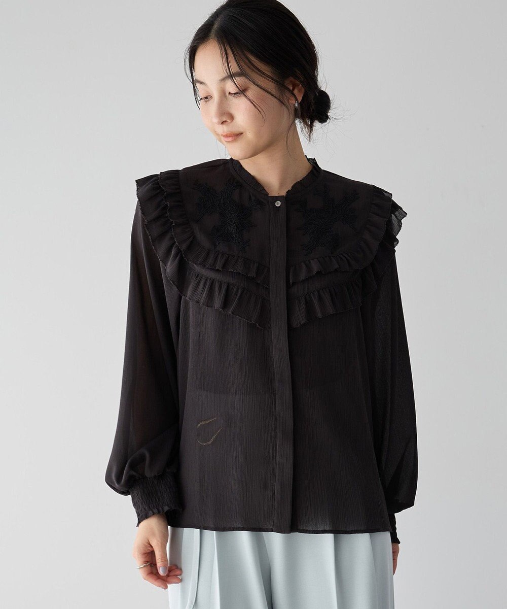 YECCA VECCA ラッフルレースブラウス 