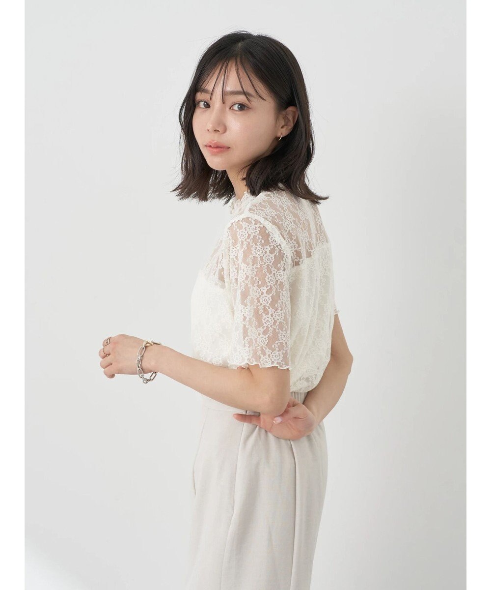 earth music&ecology レースドッキング半袖プルオーバー 