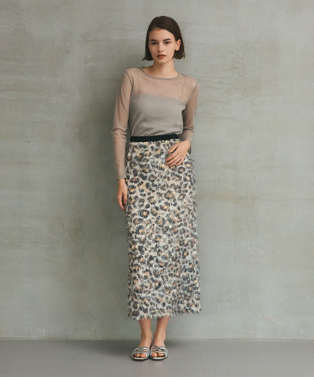 GRACE CONTINENTAL フェザーレオパードスカート 
