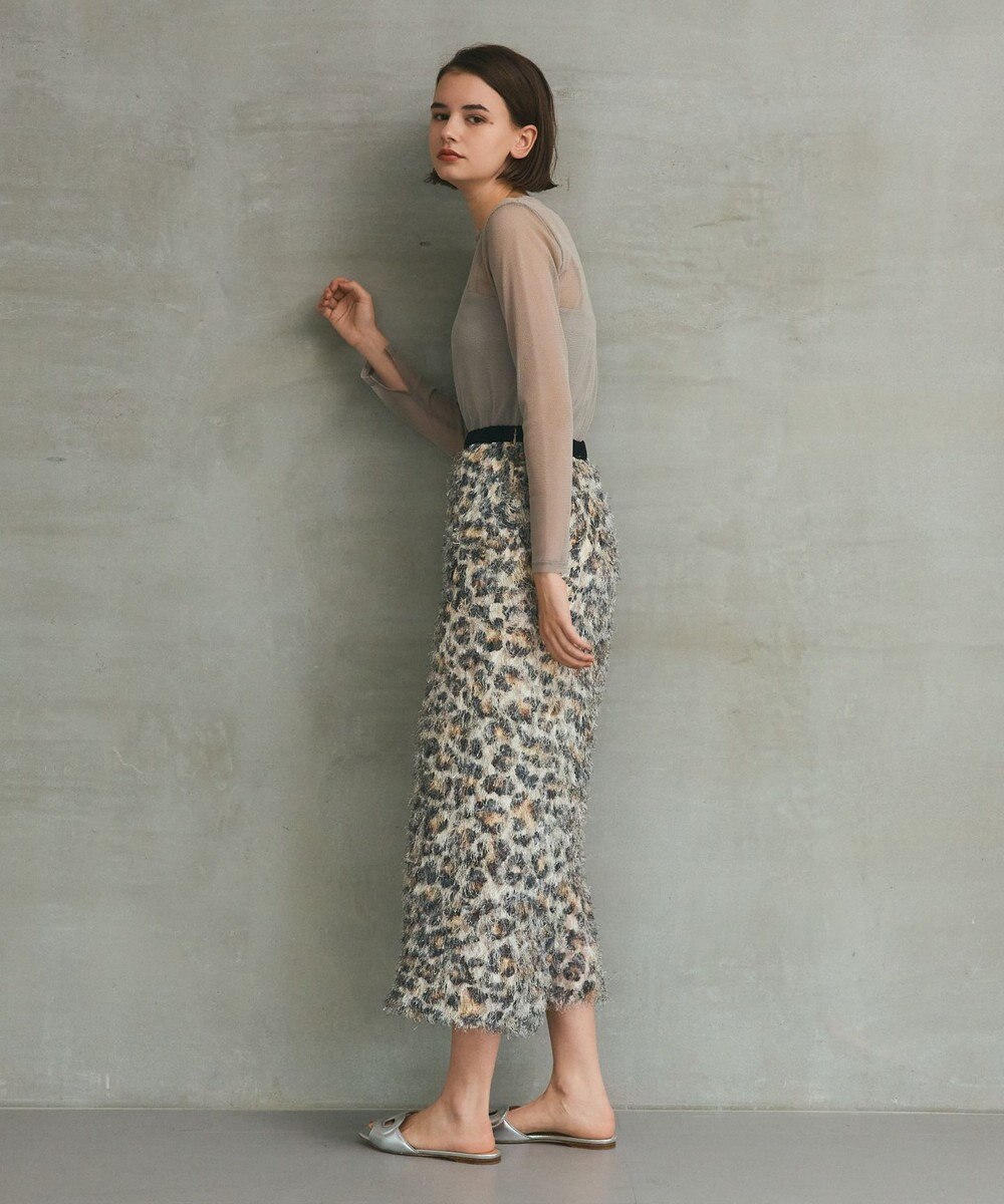 GRACE CONTINENTAL フェザーレオパードスカート 