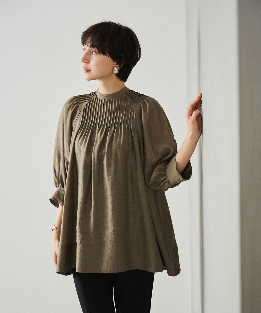 #Newans 【金子綾さんインスタライブご紹介アイテム】（前後着用可能）ピンタックシアーブラウス 