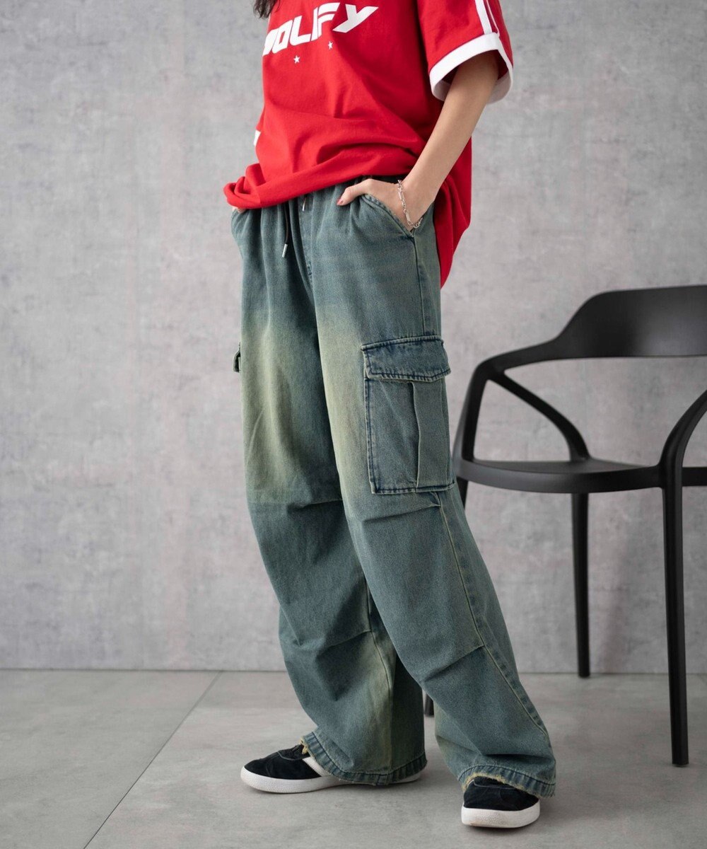 WEGO デニムパラシュートカーゴパンツ 