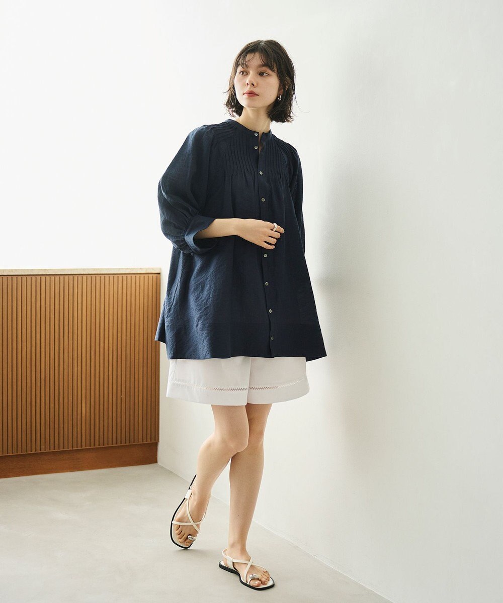 #Newans 【金子綾さんインスタライブご紹介アイテム】（前後着用可能）ピンタックシアーブラウス 