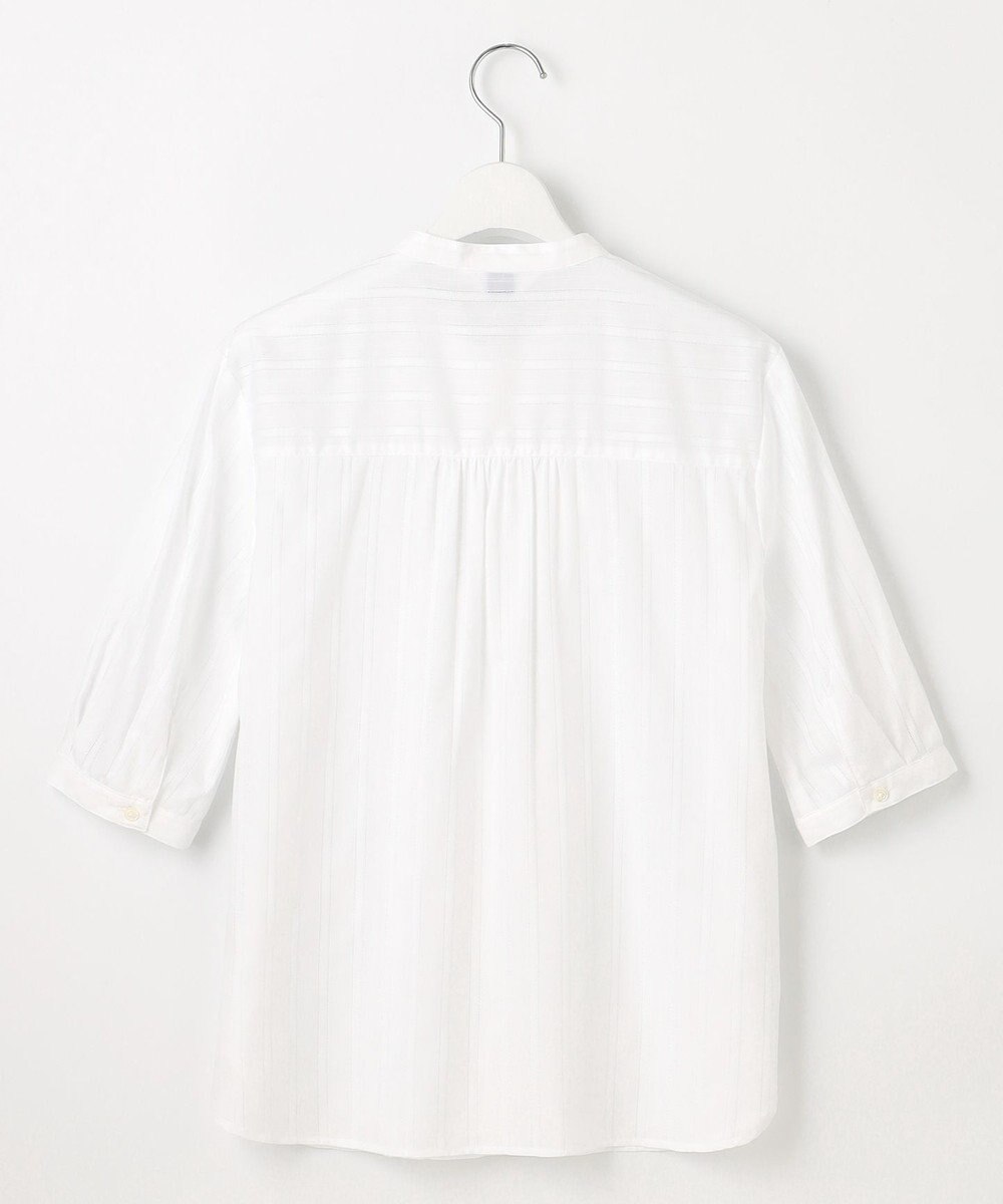 J.PRESS LADIES S 【洗える】セルロースカラミストライプ バンドカラー ブラウス 