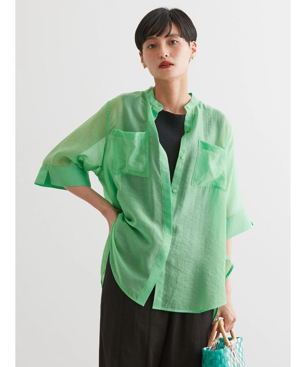 AMERICAN HOLIC シアーバックフレアＷポケットシャツチュニック 