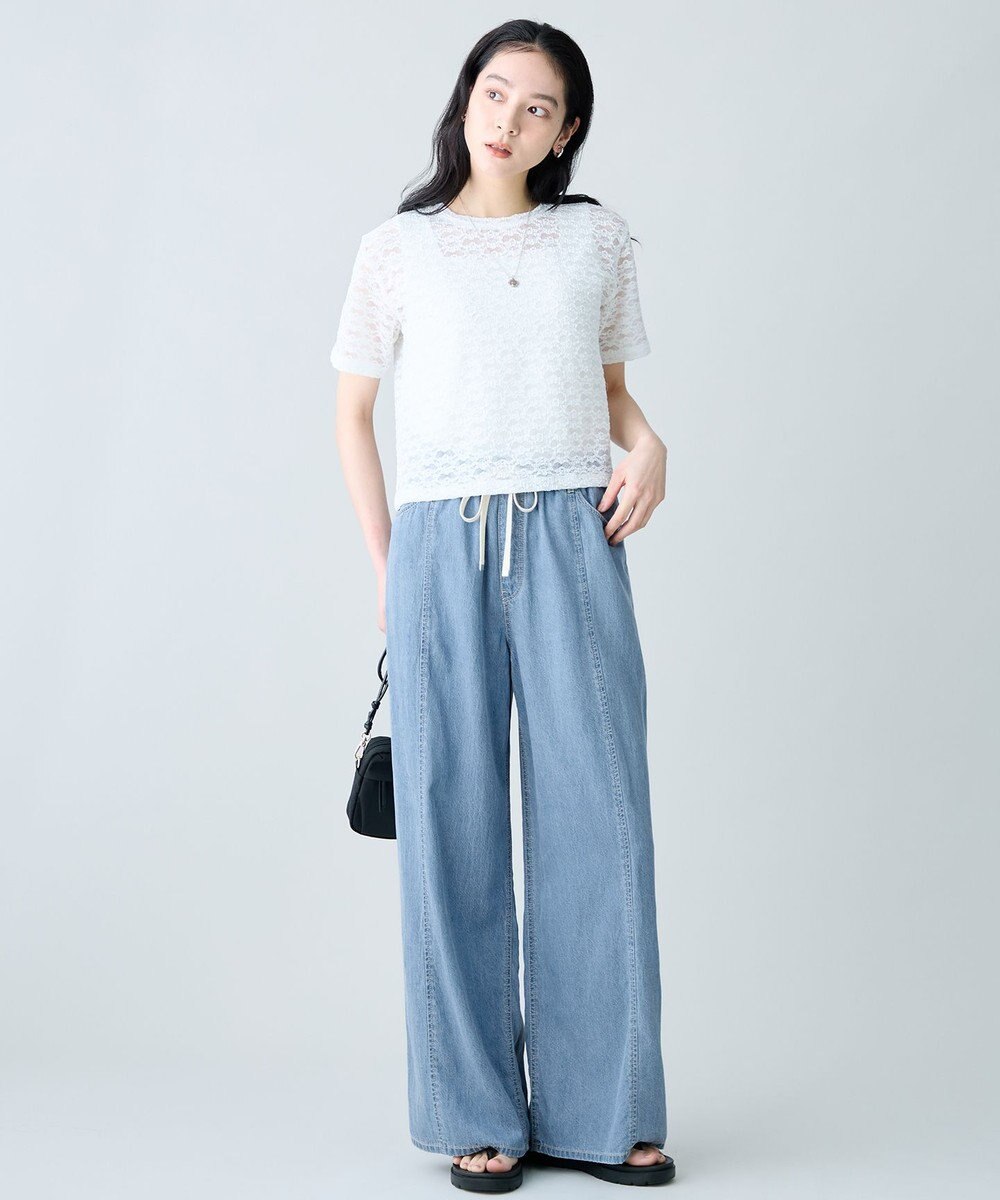 ANY L レースショート丈Tシャツ 