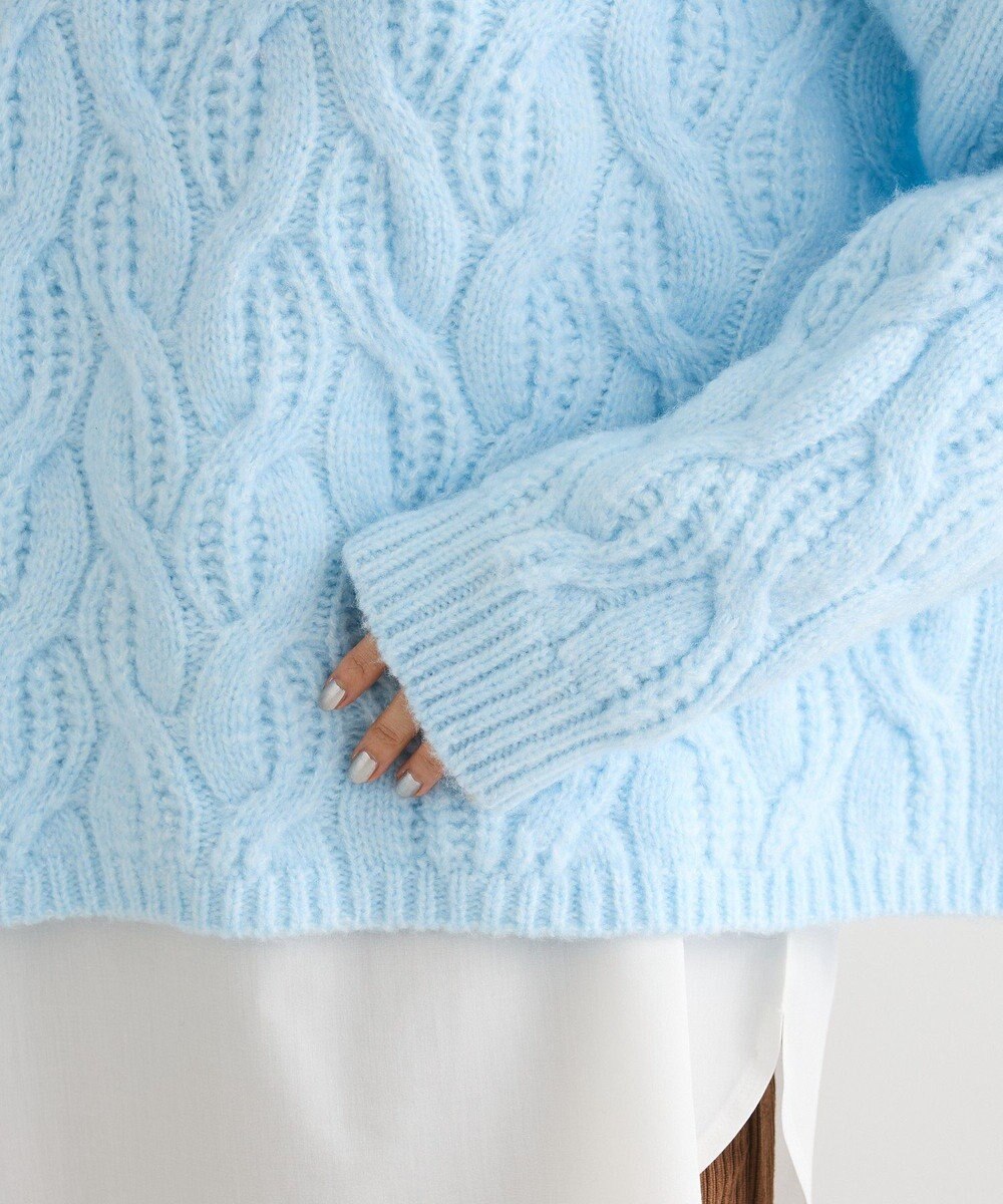 Green Parks ふわふわケーブルニットプルオーバー 