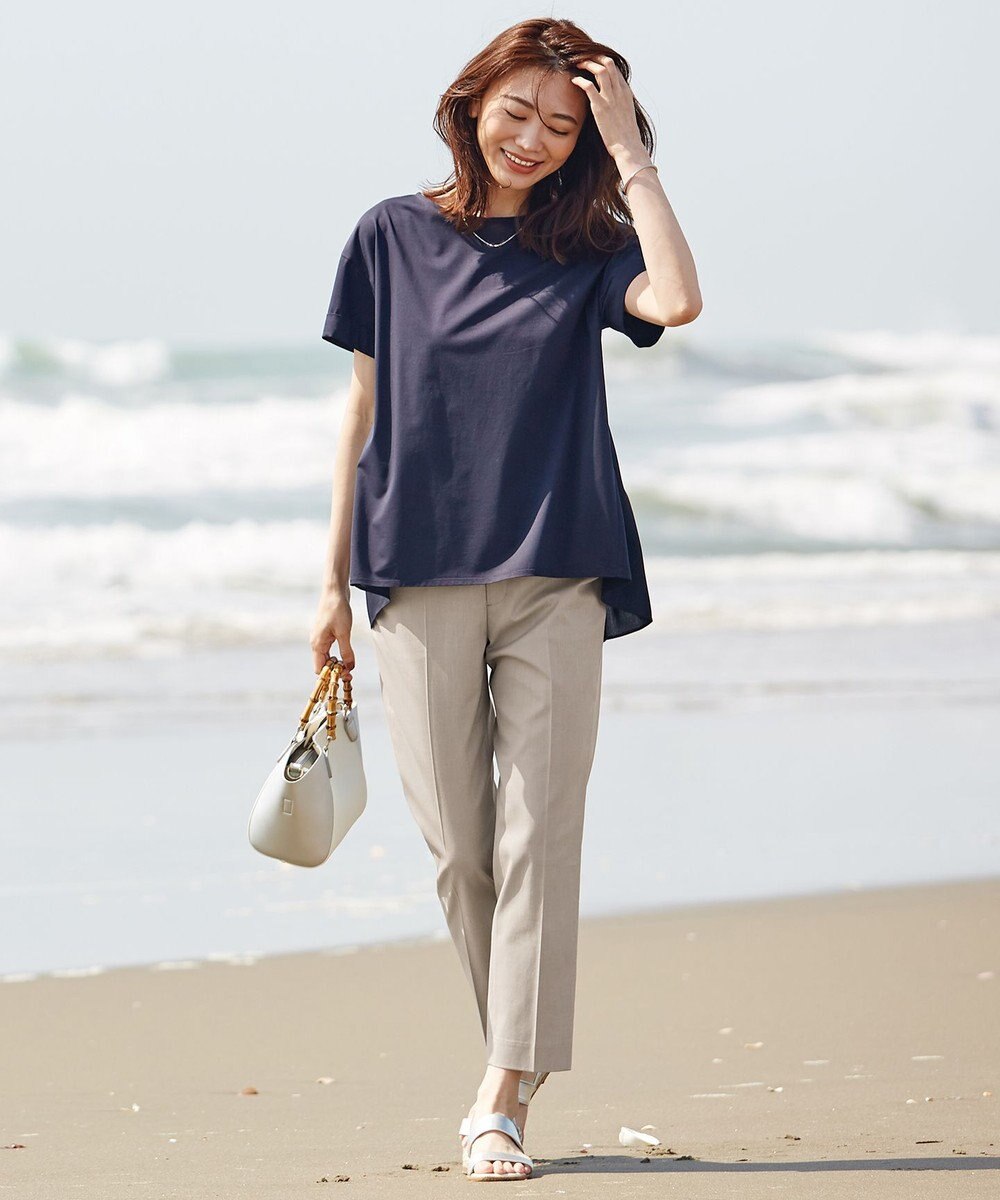 J.PRESS LADIES S 【シワになりにくい】コットンフィッティーシャーク テーパードパンツ 