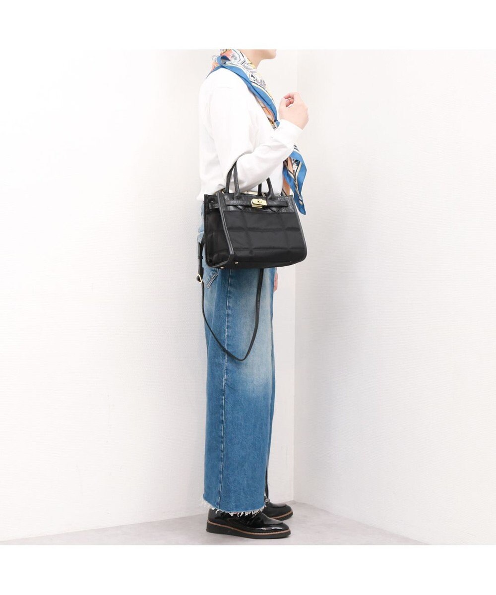 UNBILLION ペルケ perche / ナイロンキルト×クロコ型押し牛革2wayトートバッグS 