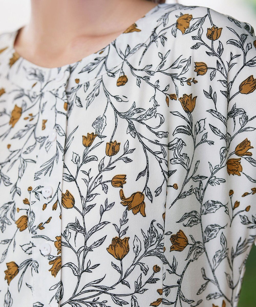 Tiaclasse L 【洗える】リーフフラワー柄ワンピース 