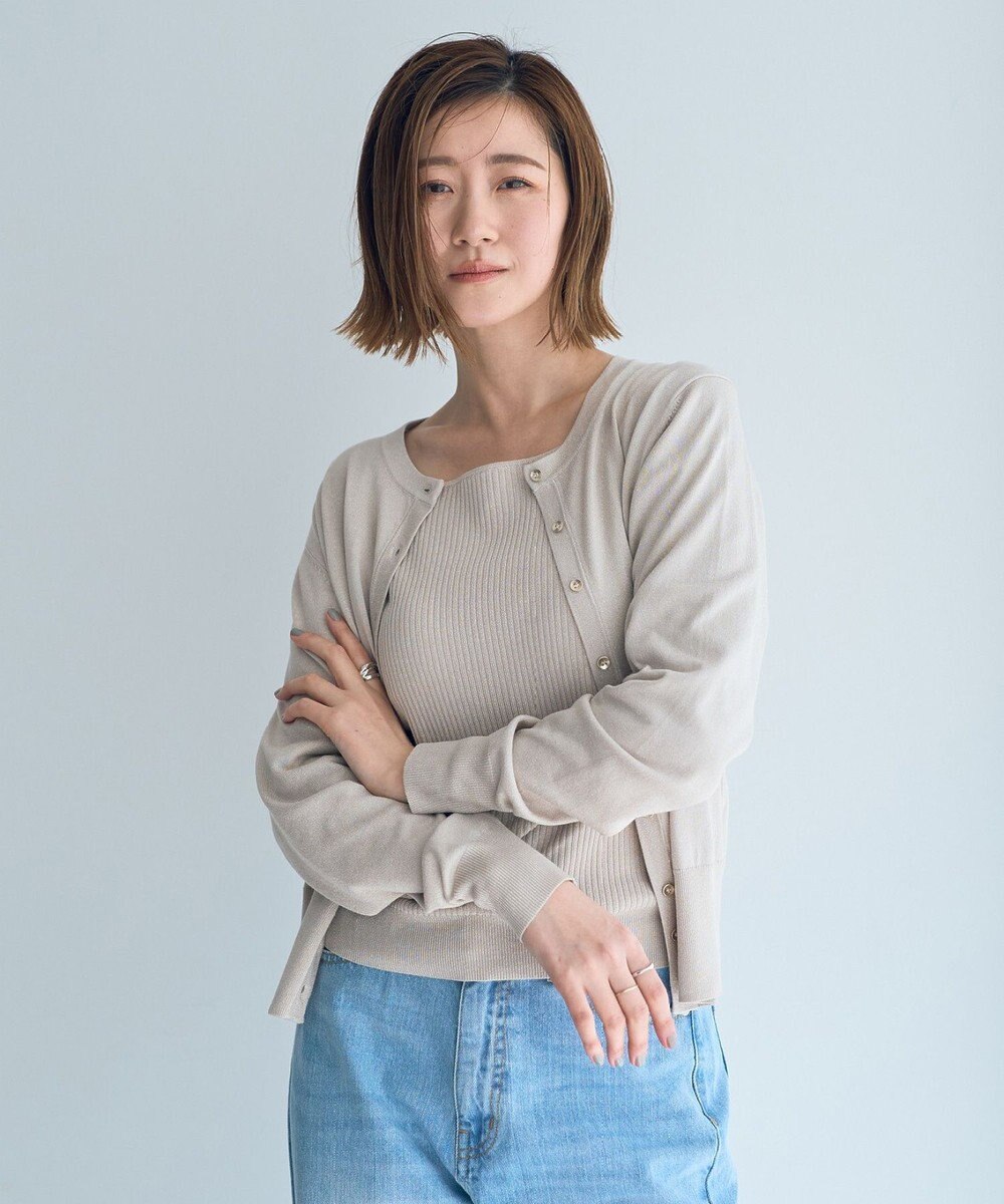 YECCA VECCA ラメ混クルーネックカーディガン 