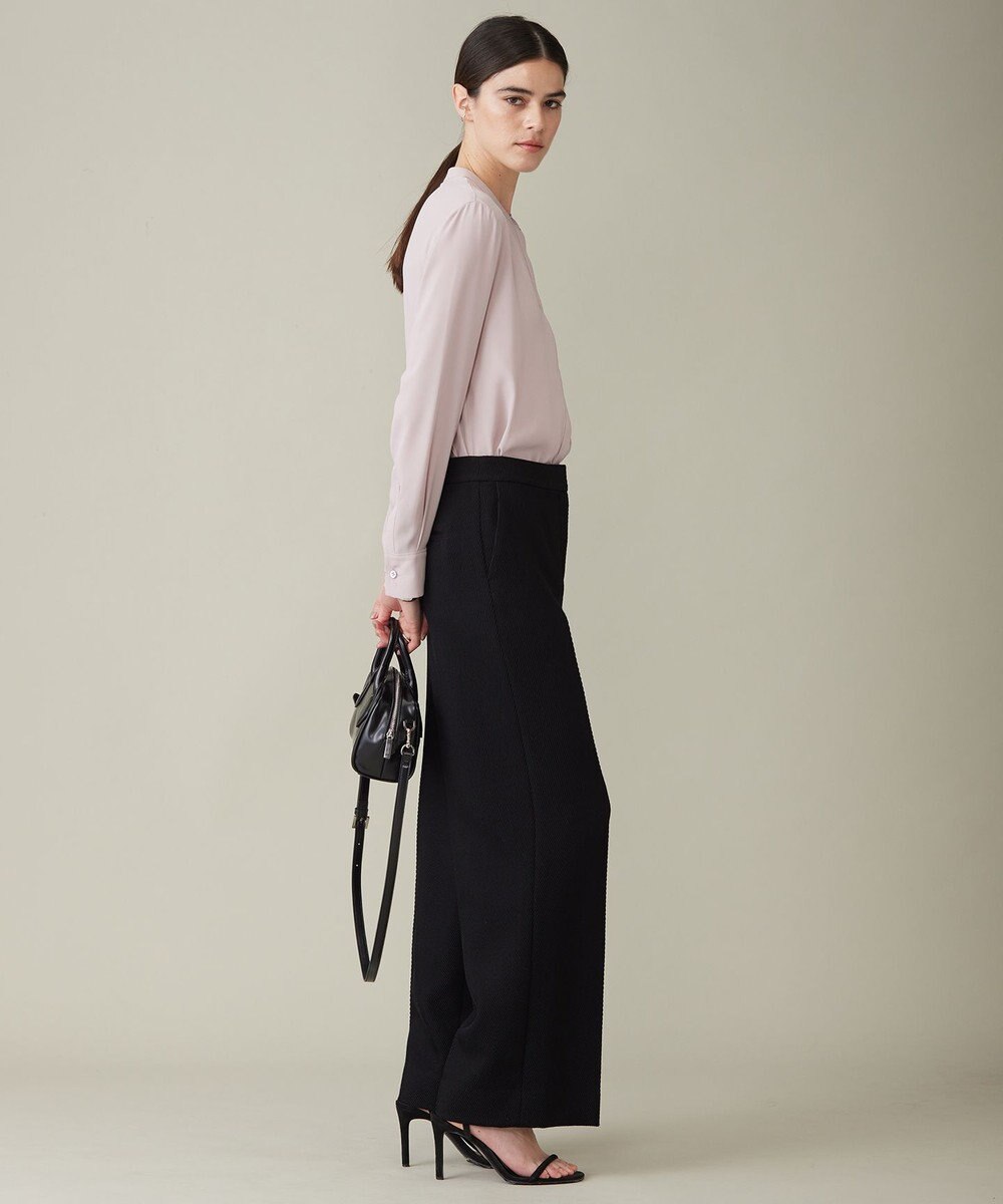 ICB 【WEB限定カラーあり・速乾・洗える】BackSatinAmunzen バンドカラーブラウス 