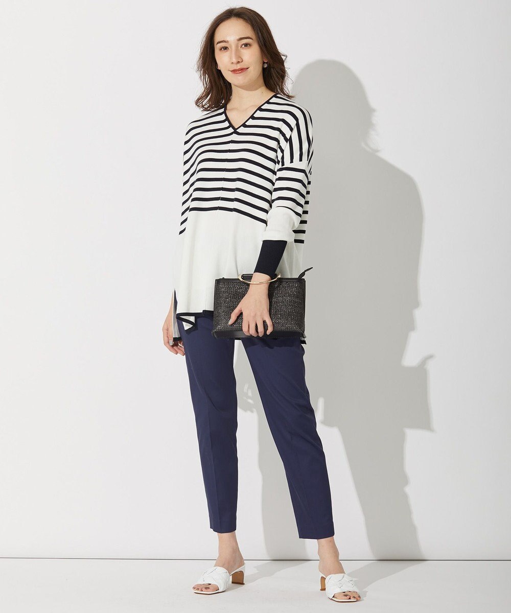 自由区 【WEB限定カラー有/洗える】コットンアセテート チュニック丈ニット 