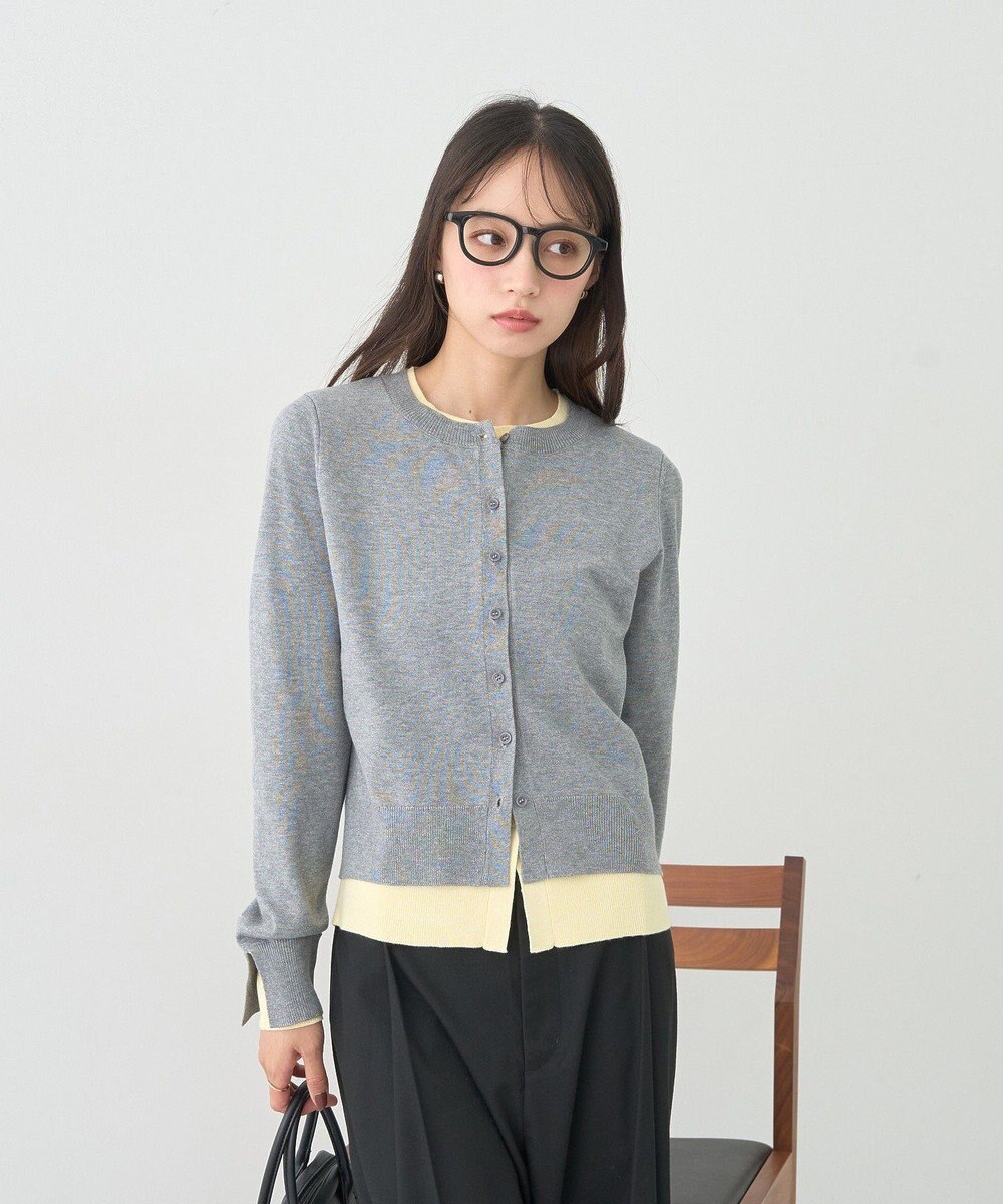 earth music&ecology 【コットン混紡】バイカラーレイヤード風カーディガン 