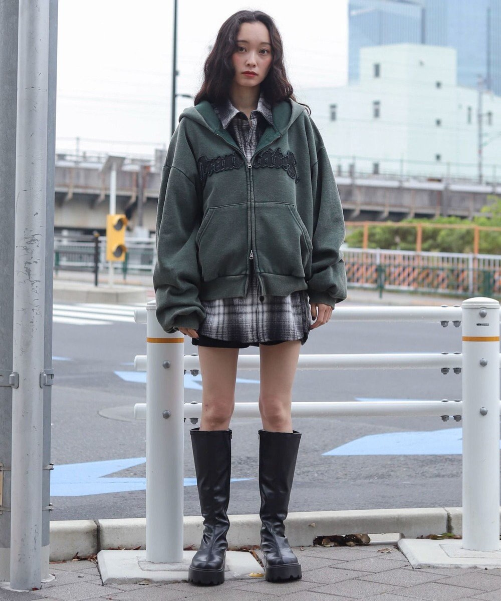 WEGO 【ユニセックス着用ITEM/MLサイズ展開】ショートグラフィックZIPパーカー 