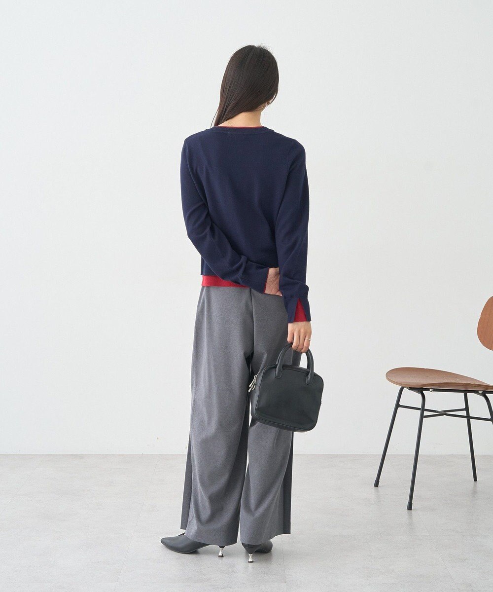 earth music&ecology 【コットン混紡】バイカラーレイヤード風カーディガン 