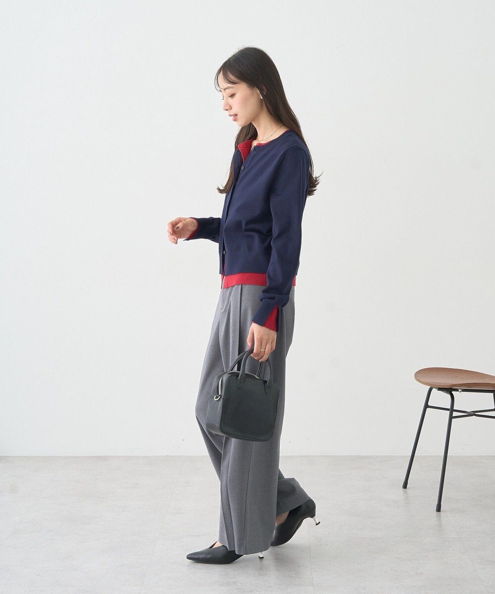 earth music&ecology 【コットン混紡】バイカラーレイヤード風カーディガン 