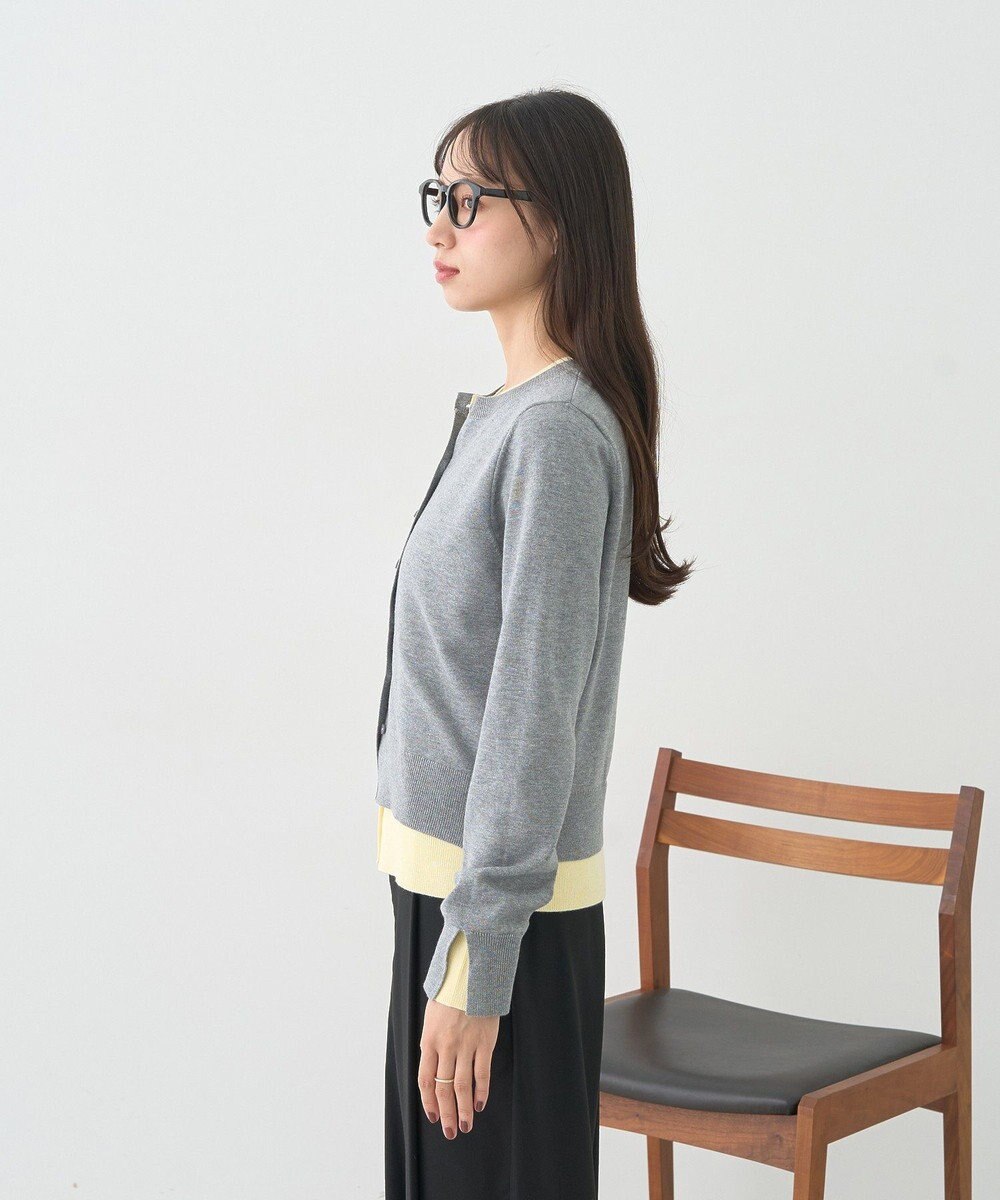 earth music&ecology 【コットン混紡】バイカラーレイヤード風カーディガン 