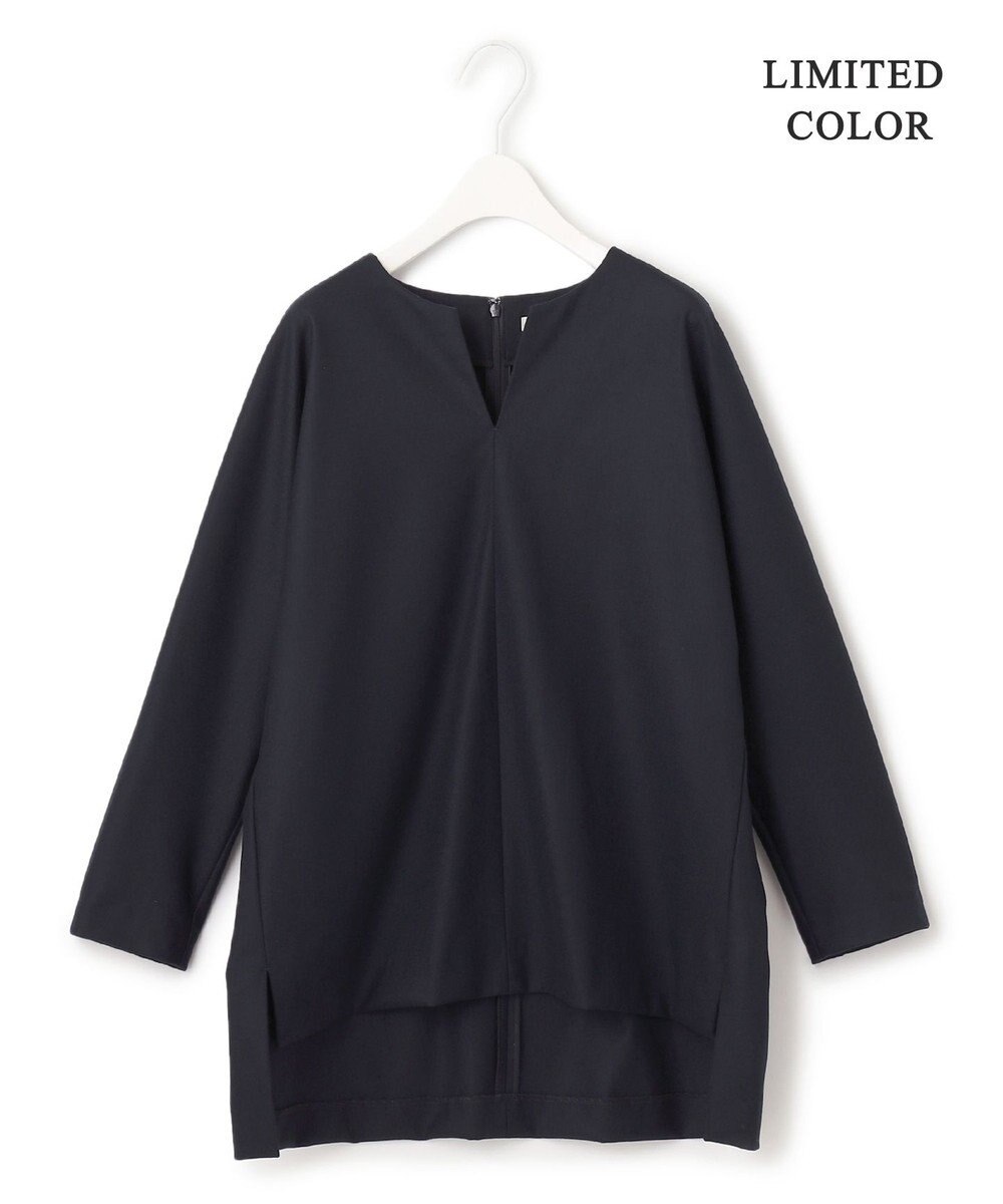 ICB 【洗える・WEB限定カラーあり】 ウールミルドサキソニー キーネックブラウス 