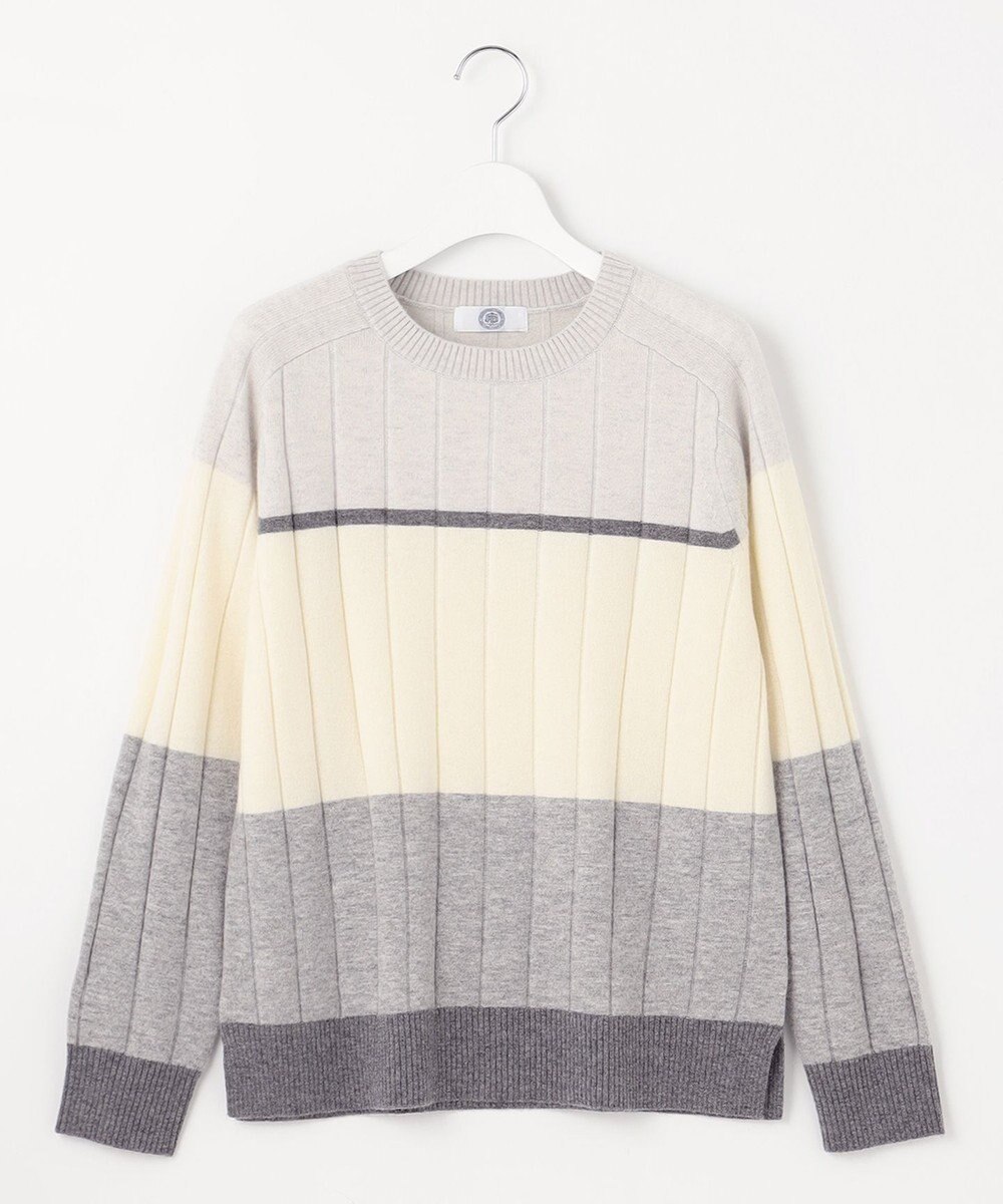 J.PRESS LADIES 【洗える】WOOL BLEND AIR カラーブロック ニット 