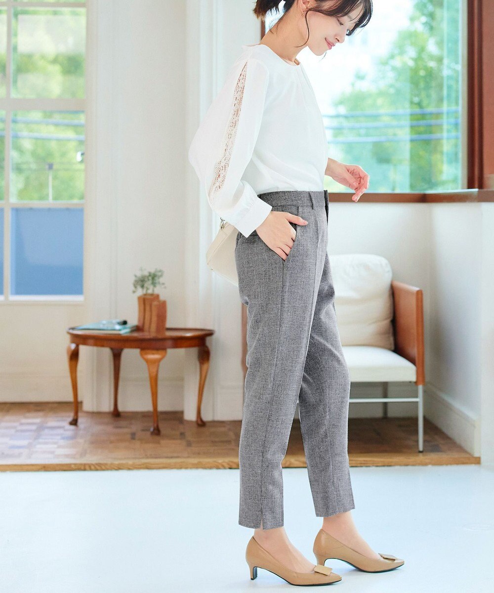 Tiaclasse 【洗える】麻調テーパードパンツ 