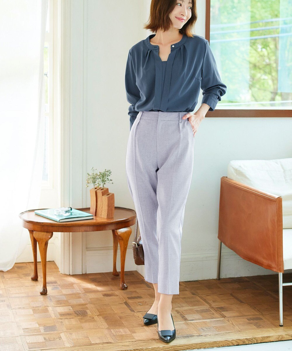 Tiaclasse 【洗える】麻調テーパードパンツ 