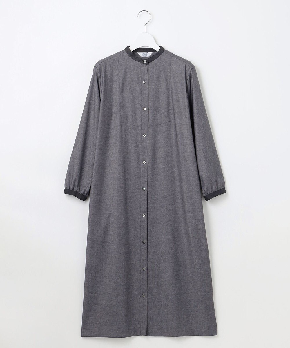 J.PRESS LADIES L 【洗える】T/Rウォッシャブルギャバ バンドカラー ワンピース 