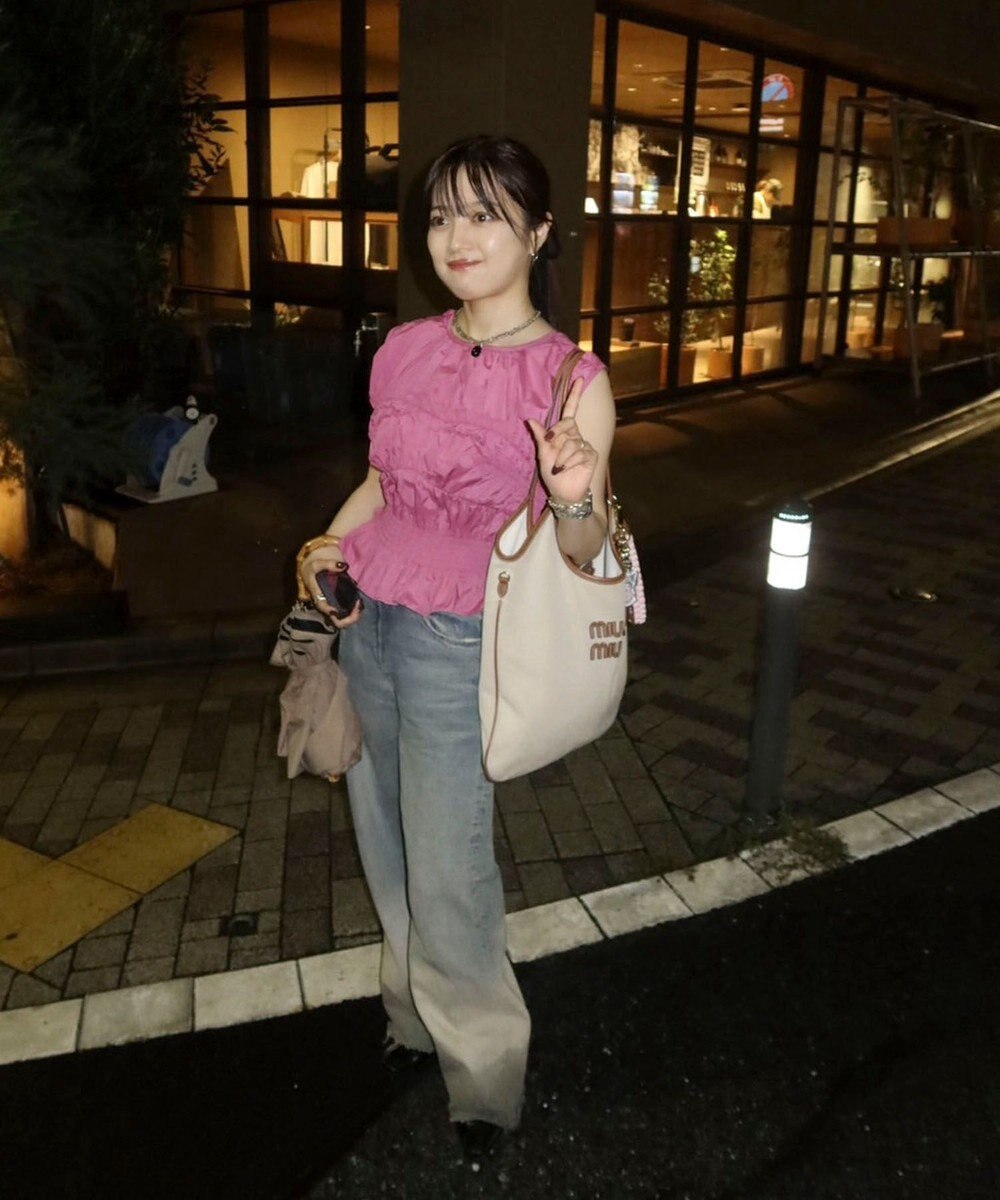 Green Parks シャーリングデザインコルセット風ブラウス 