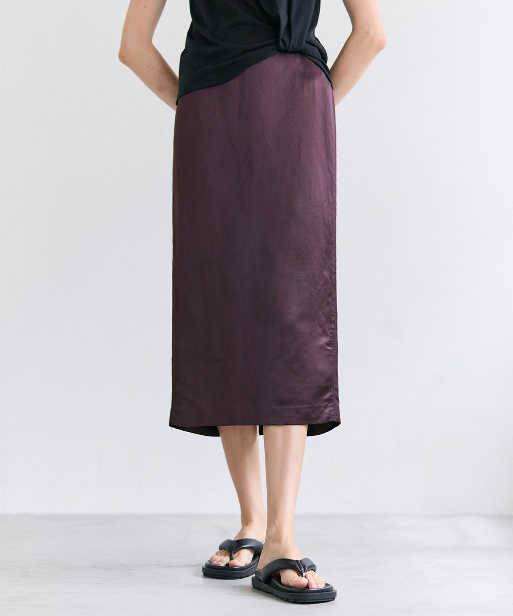 BEIGE， CASSITER / リネンブレンド サテンスカート 