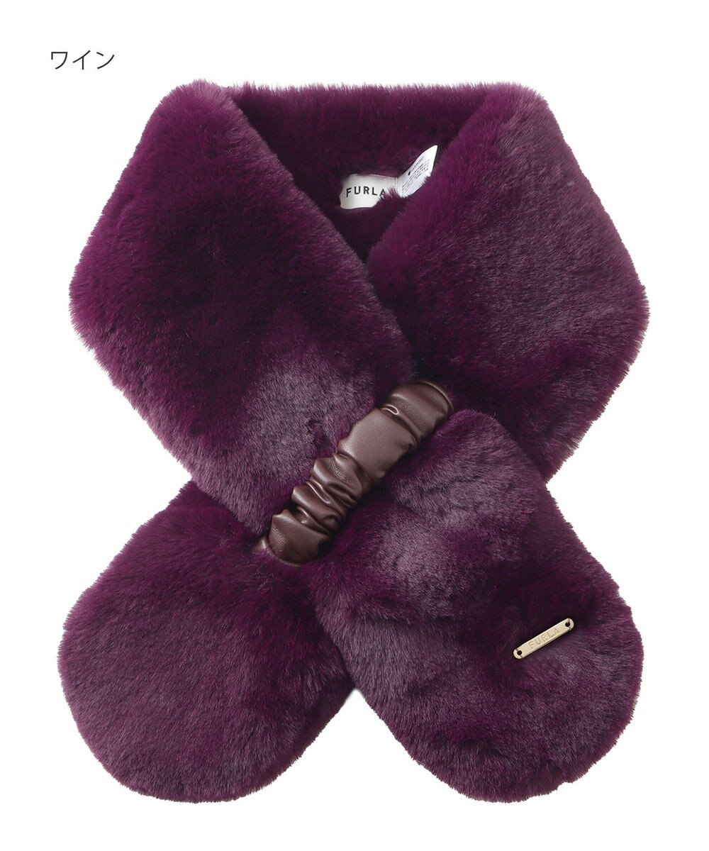 MOONBAT FURLA フェイクファーくしゅくしゅリボンマフラー 