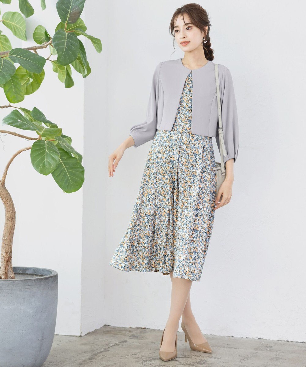 Tiaclasse 【洗える】タックパフスリーブボレロ 