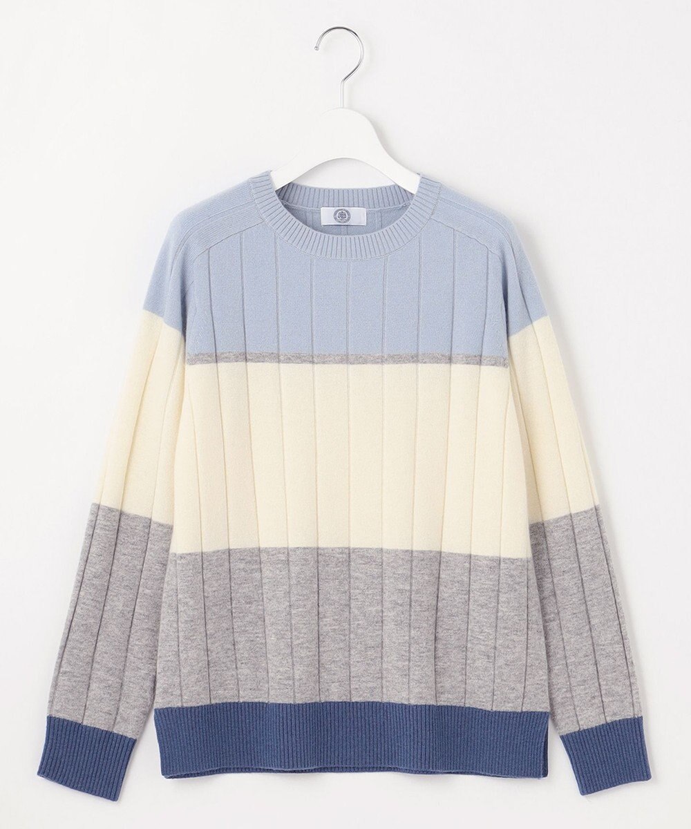 J.PRESS LADIES 【洗える】WOOL BLEND AIR カラーブロック ニット 