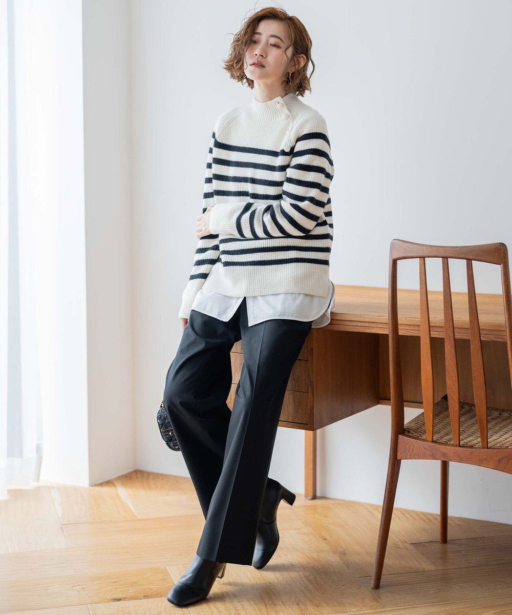 23区 S 【洗える】ウールカシミヤ パネルボーダー ニット 