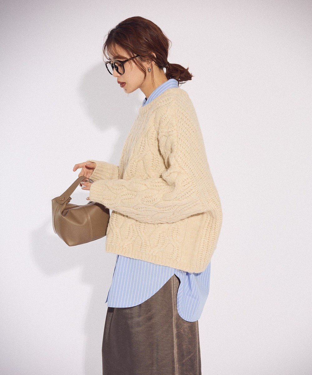 Green Parks ふわふわケーブルニットプルオーバー 