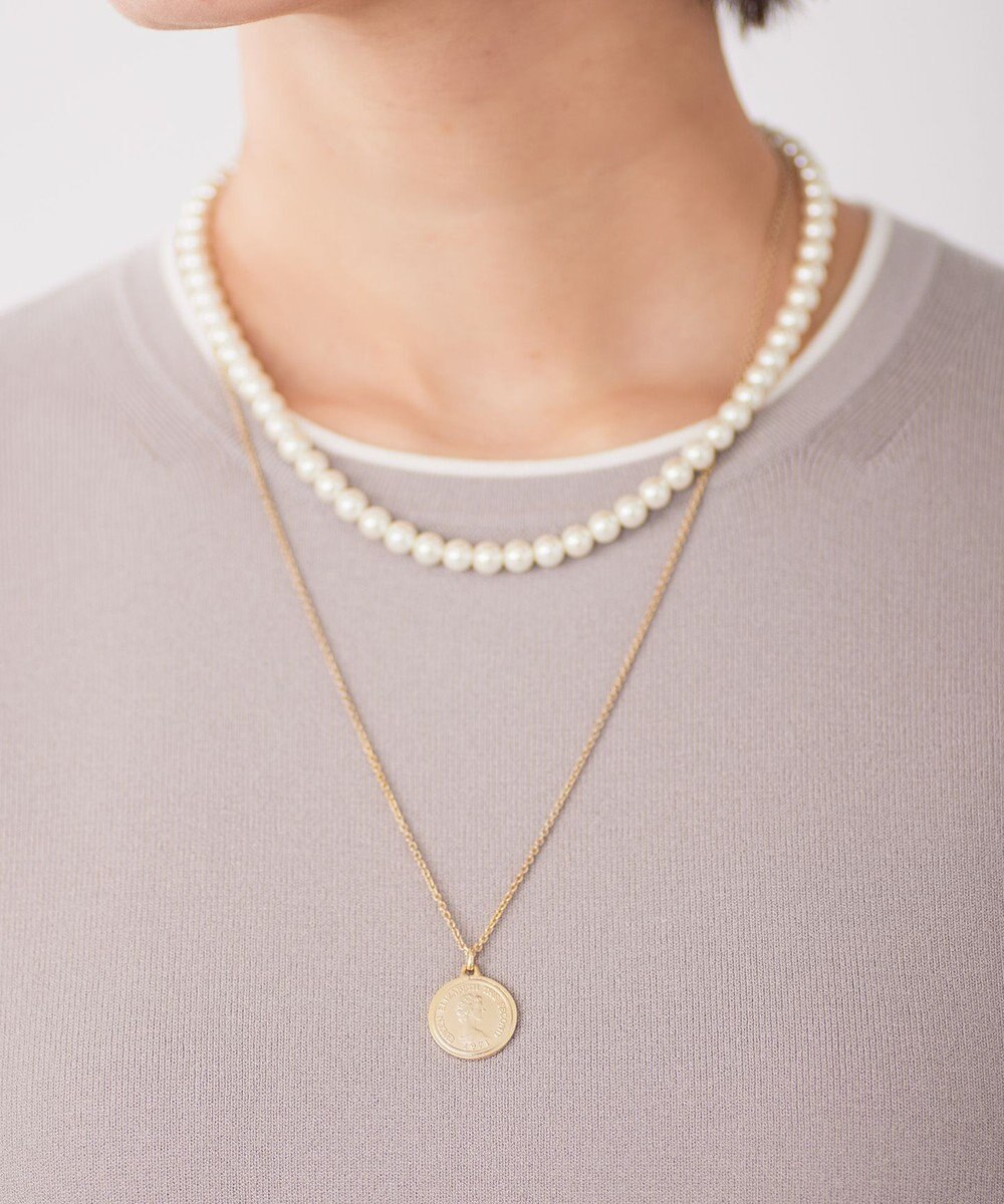 J.PRESS LADIES 【3WAY】 パールコイン 2連 ネックレス 