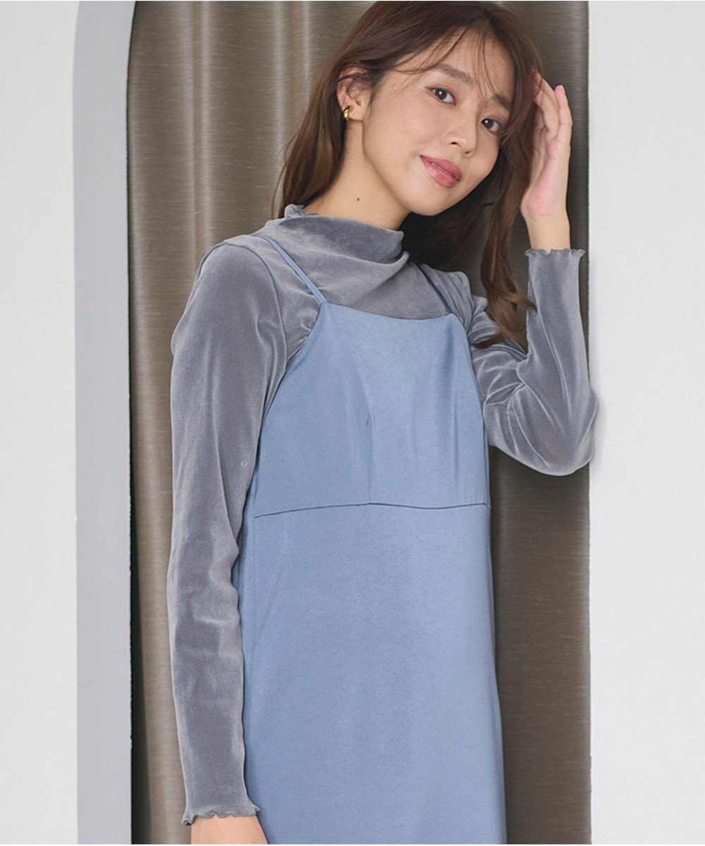 Feroux 【洗える】ベロア ハイネックトップス 