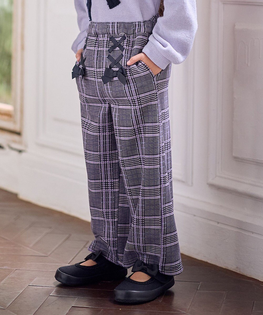 ANY KIDS レースアップ 裏シャギーワイドパンツ 