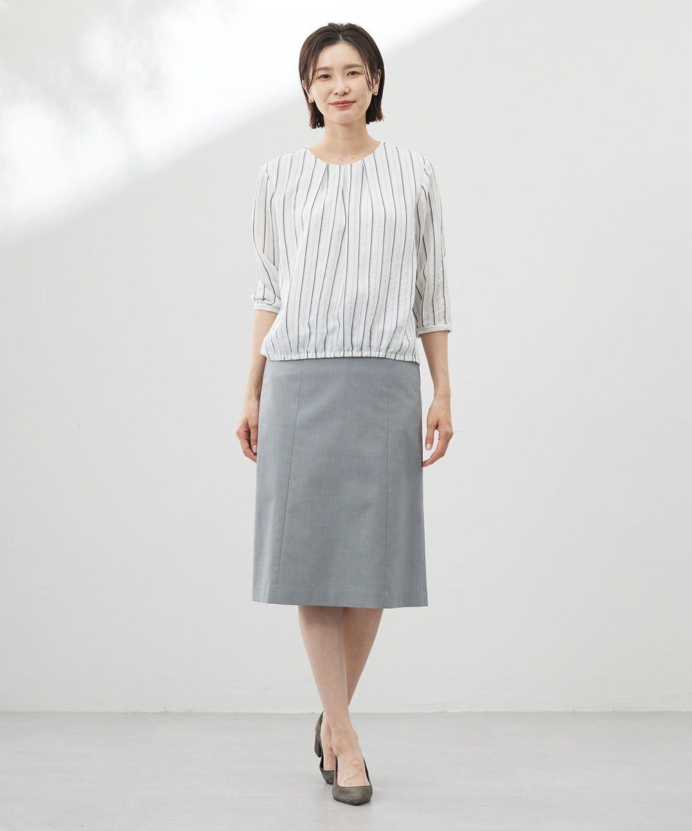 J.PRESS LADIES 【洗える】ランダムストライプ シアー プルオーバー カットソー 