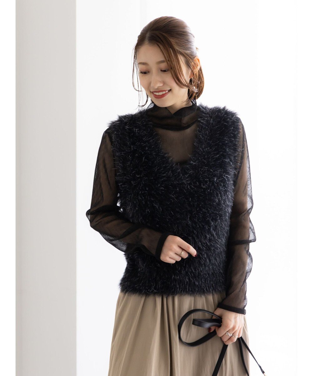 Te chichi シャギーヤーンVネックベスト 