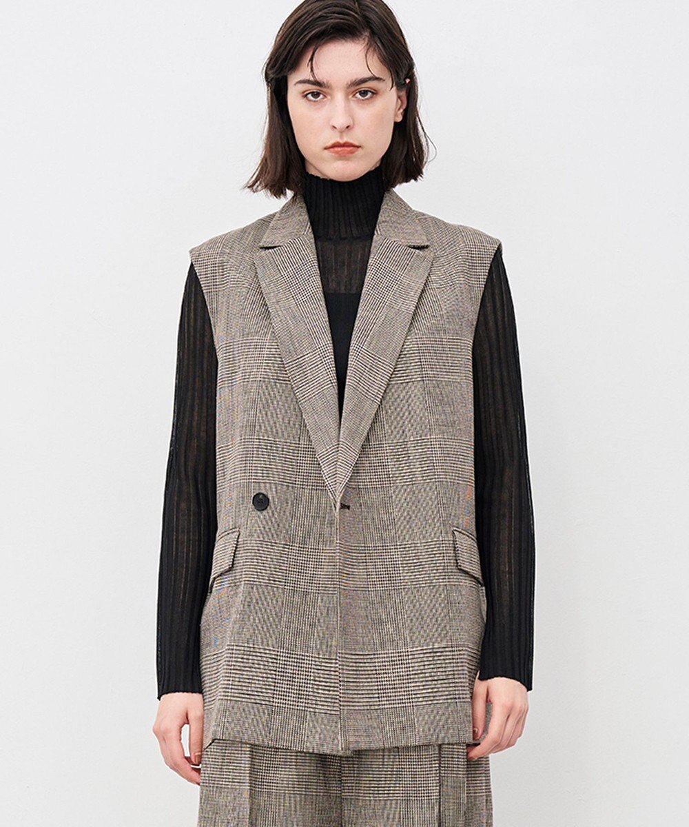 uncrave グレンチェック ジレ 