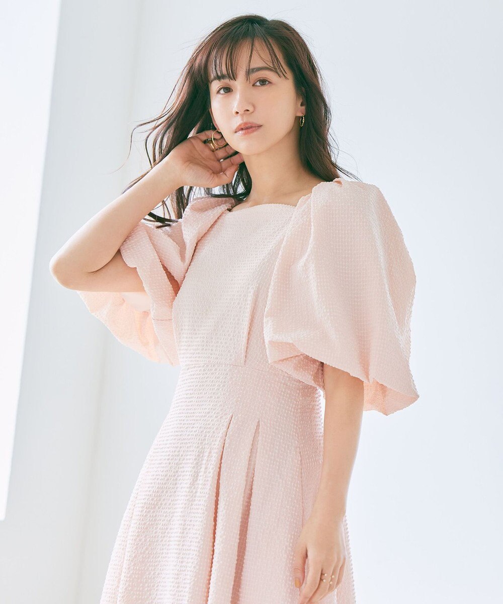 #Newans 【優木まおみさんコラボ】スクエアネックパフスリーブワンピース 