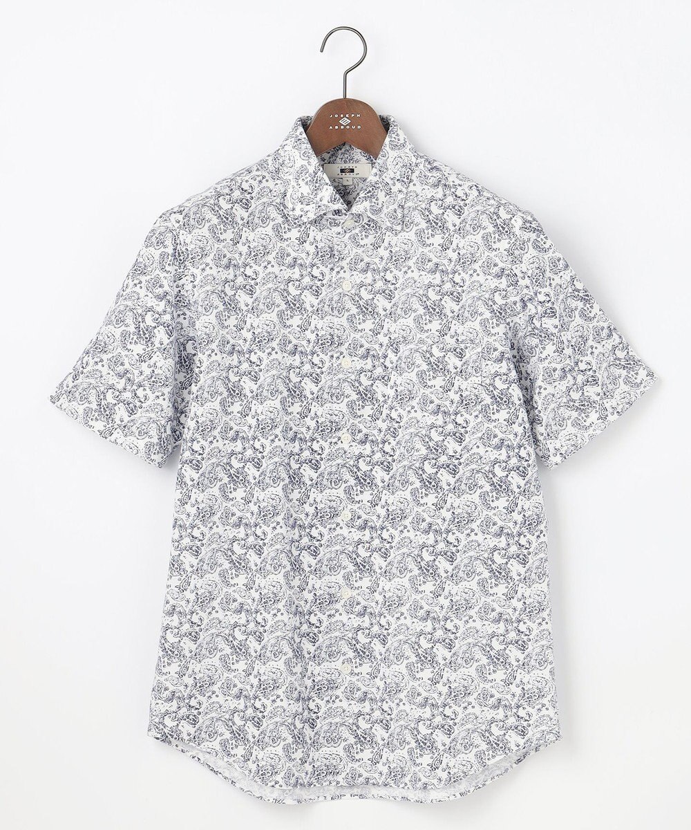JOSEPH ABBOUD 【日本製ジャージー使用・清涼感・イージーケア】シャンブレー ペイズリープリント シャツ 