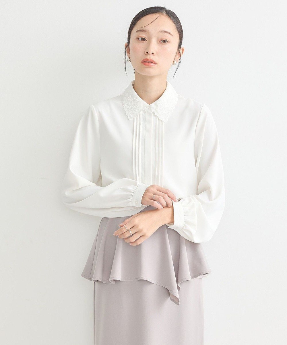 earth music&ecology 刺繍襟ブラウス 